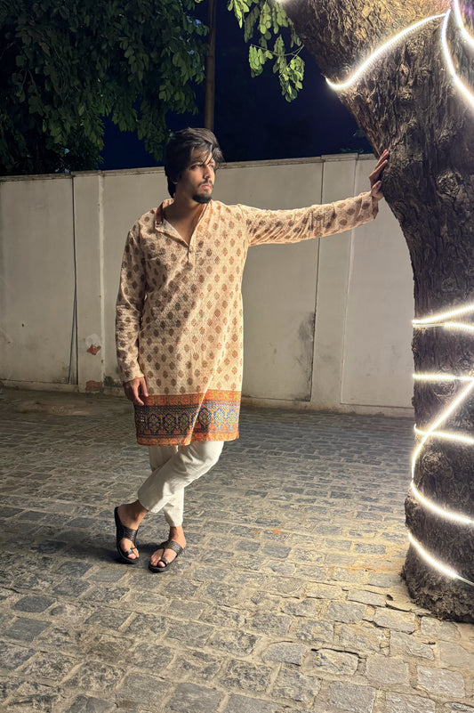 The Sunset Yellow Chikankari Kurta
